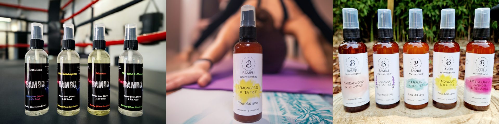 Boxing glove spray, essential oils, yoga mat spray